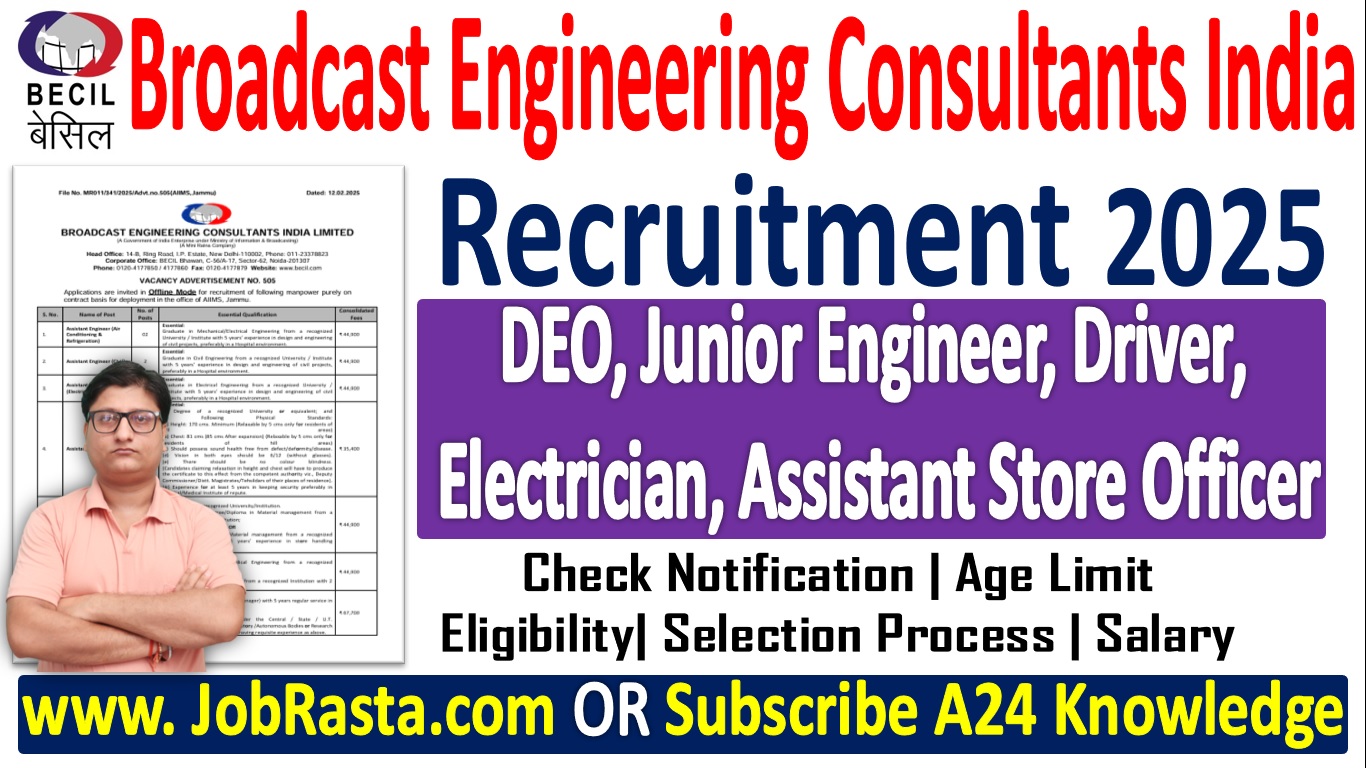 BECIL Recruitment 2025 Notification For 407 Post Jobrasta Job