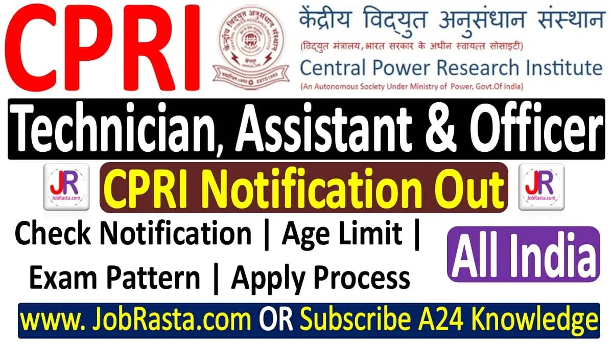 CPRI Recruitment 2023 Notification for 99 Post Online Form