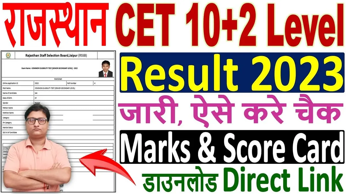 Rajasthan CET 12th Level Result 2023 Download Link