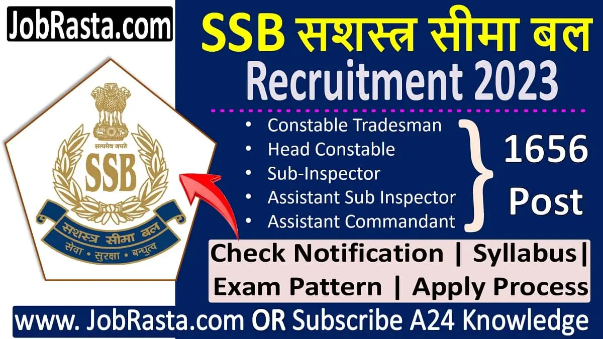 SSB Recruitment 2023 Notification for 1656 Post