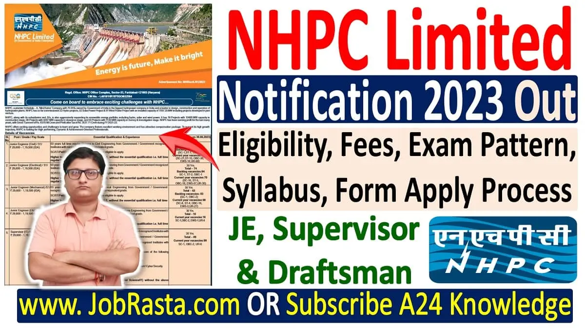 NHPC Recruitment 2023 Notification for 388 JE, Supervisor and Draftsman