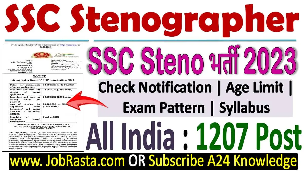 SSC Stenographer Recruitment 2023 Notification