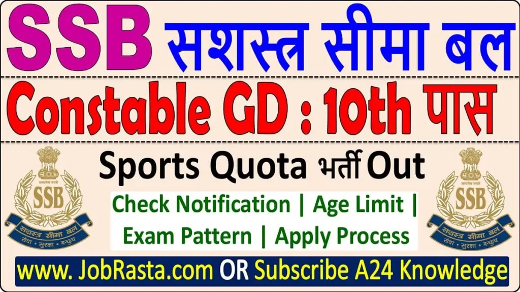 SSB Constable GD Sports Recruitment 2023 Notification