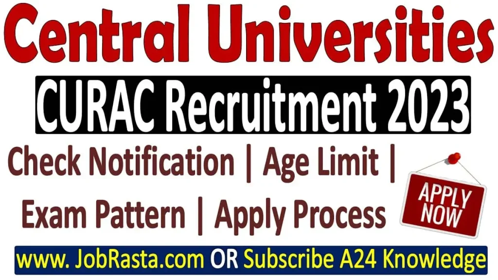 Central Universities CUREC Recruitment 2023 Notification