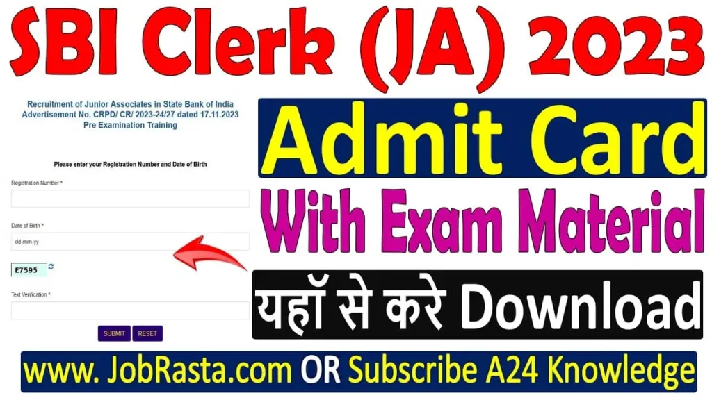 SBi Clerk Admit Card 2023 and Exam Material