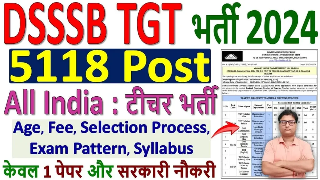 DSSSB TGT Recruitment 2024 Notification