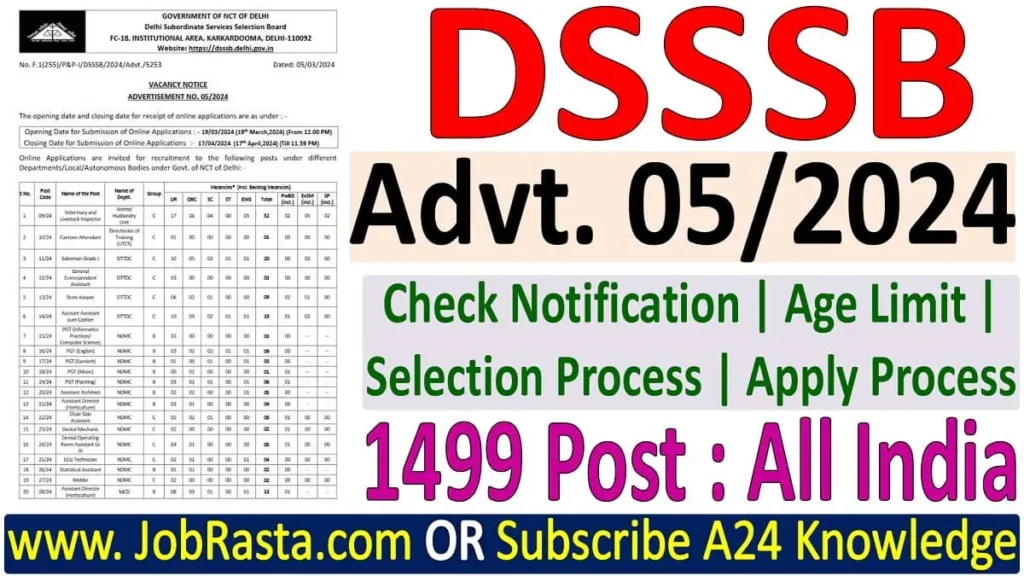 DSSSB Recruitment 05/2024