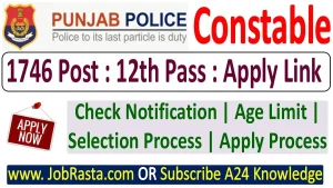 Punjab Police Constable Recruitment 2024 Notification