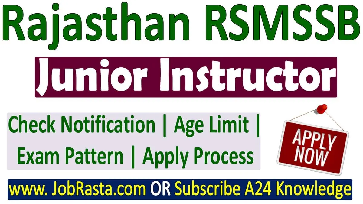 RSMSSB Junior Instructor Recruitment 2024 Notification