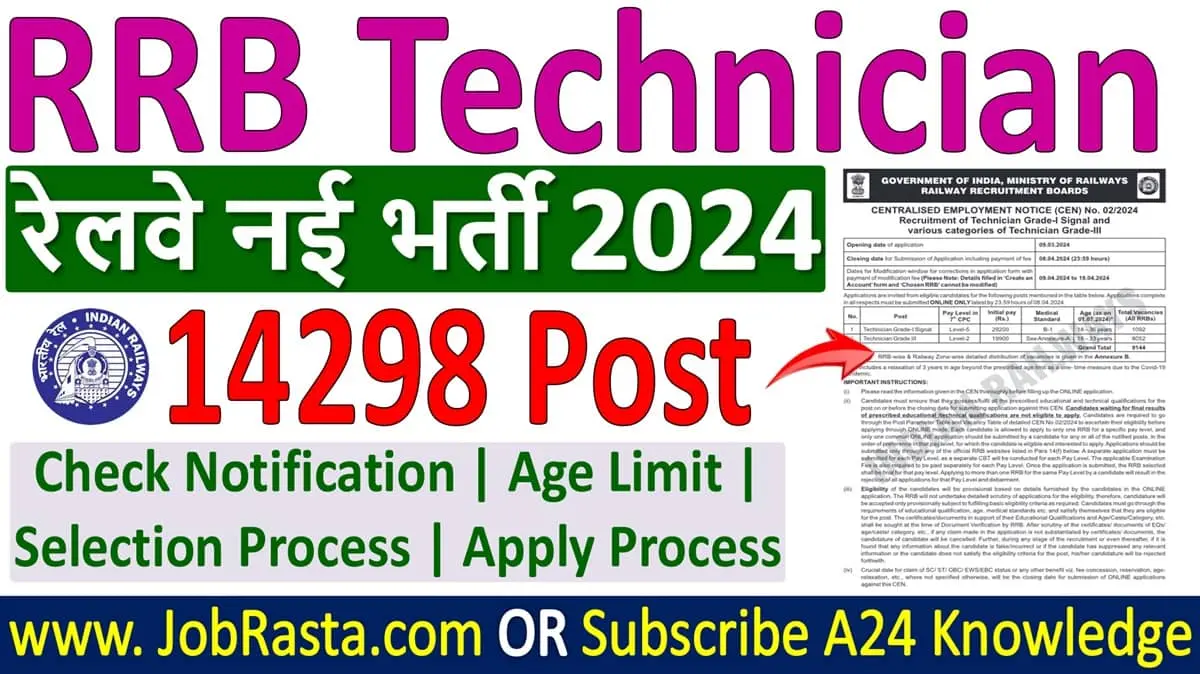 RRB Technician Recruitment 2024