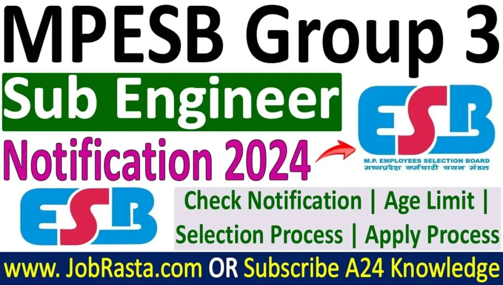 MPESB Group 3 Sub Engineer Recruitment 2024