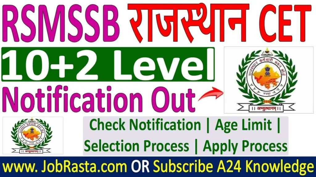 Rajasthan CET 12th Level Notification 2024