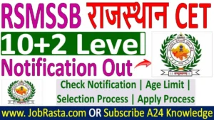 Rajasthan CET 12th Level Notification 2026
