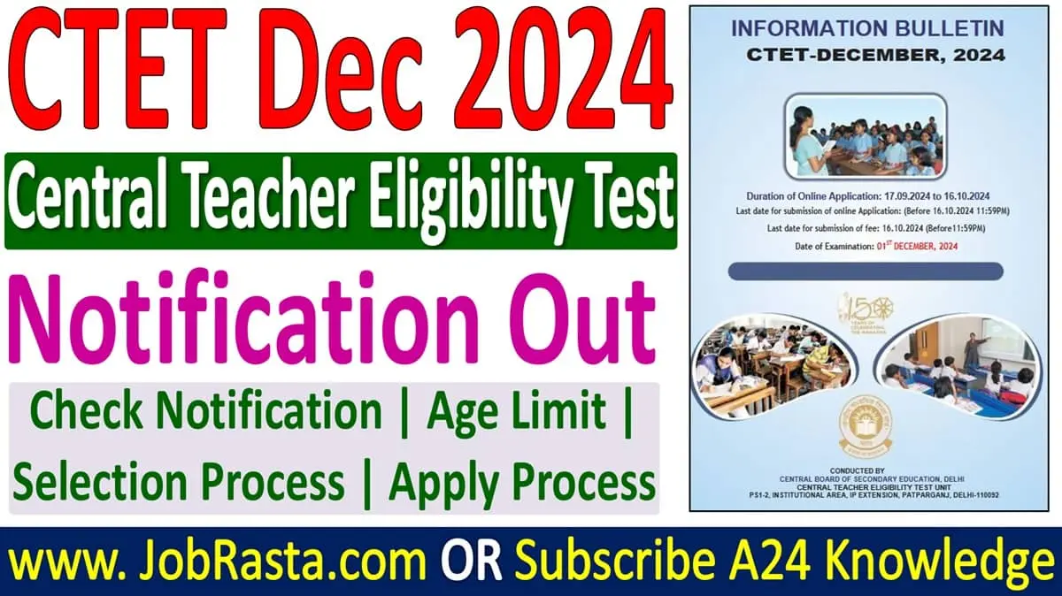 CTET Dec 2024 Online Form Notification