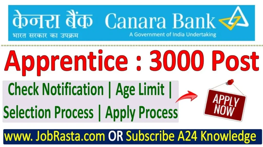 Canara Bank Apprentice Recruitment 2024 Notification