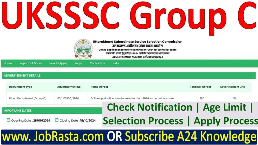 UKSSSC Draftsman Recruitment 2024 Notification