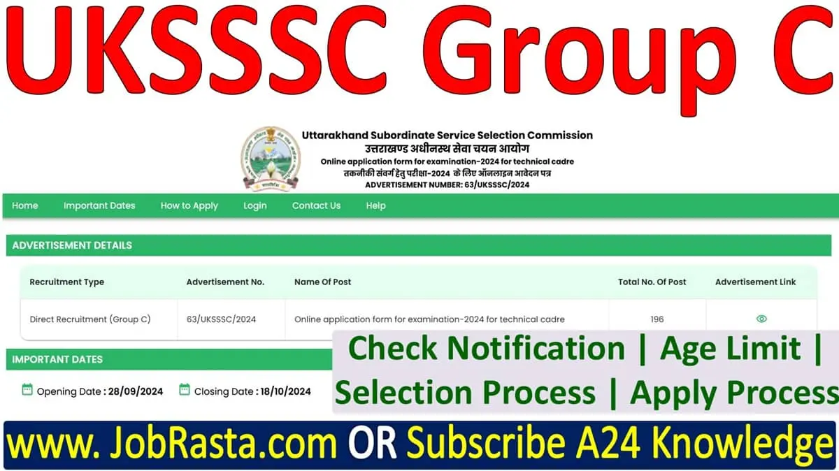 UKSSSC Draftsman Recruitment 2024 Notification