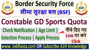 BSF Sports Quota Recruitment 2024 Notification