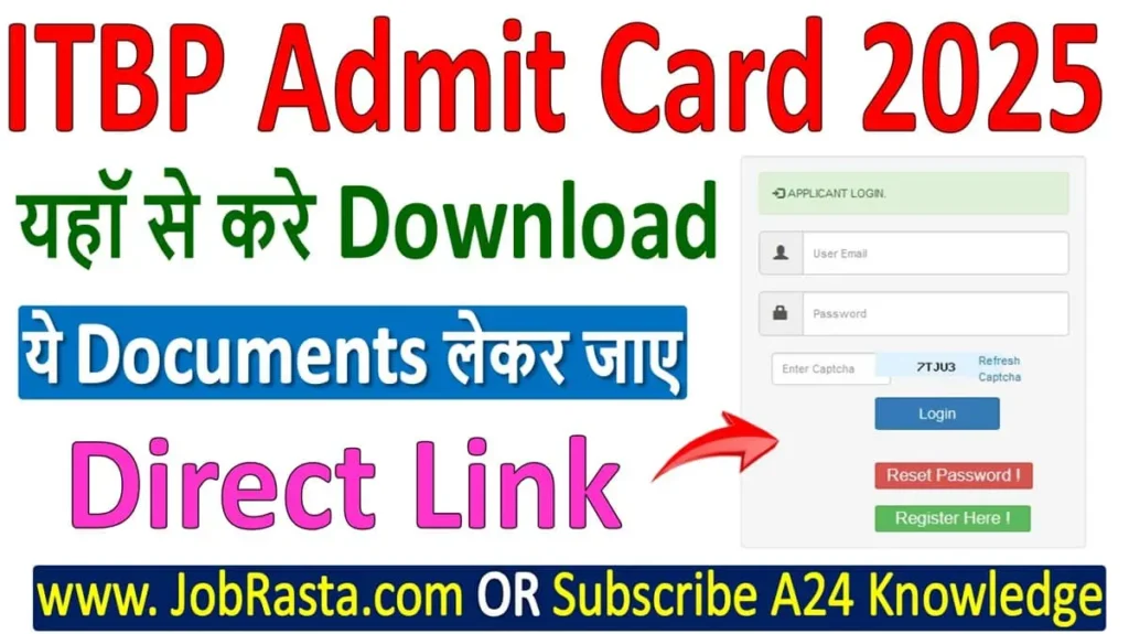 ITBP Admit Card 2025 Download