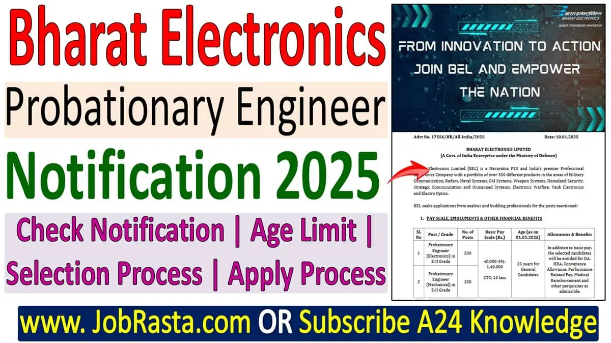 BEL Probationary Engineer Recruitment 2025