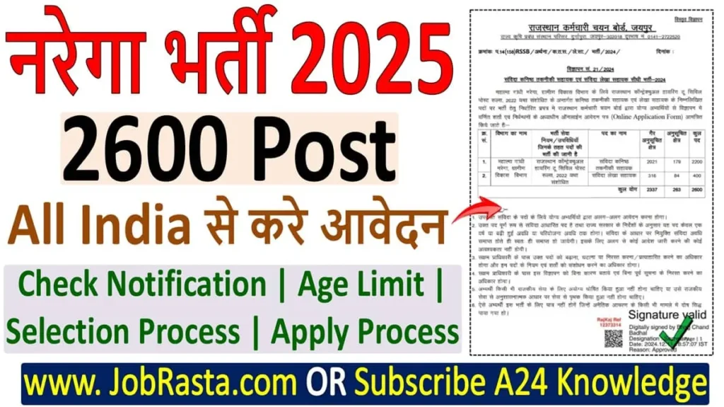 Rajasthan Nrega Recruitment 2025