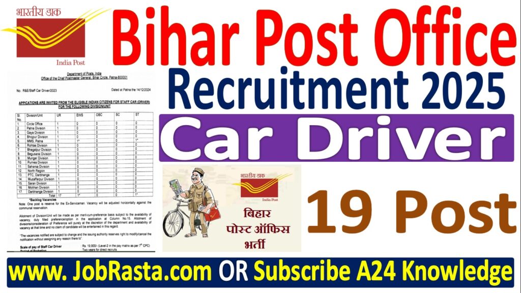 Bihar Post Office Car Driver Recruitment