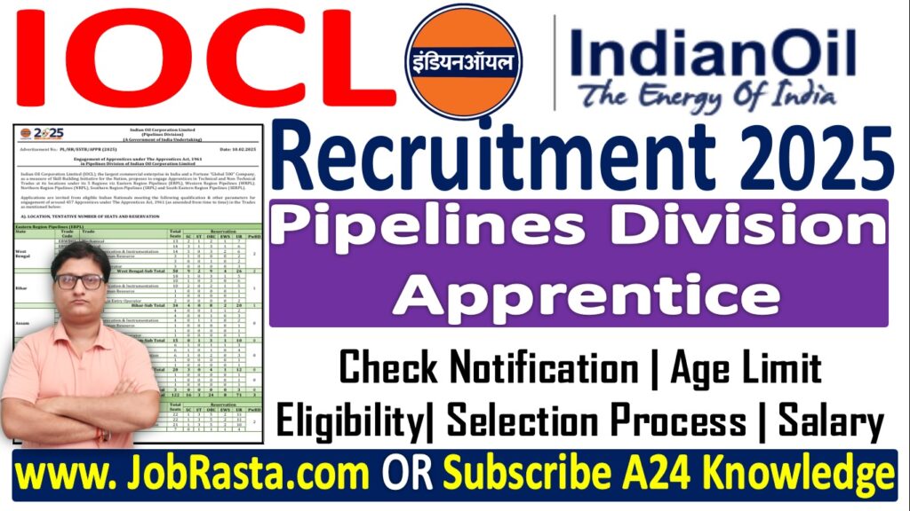 IOCL Pipelines Division Apprentice Recruitment 2025