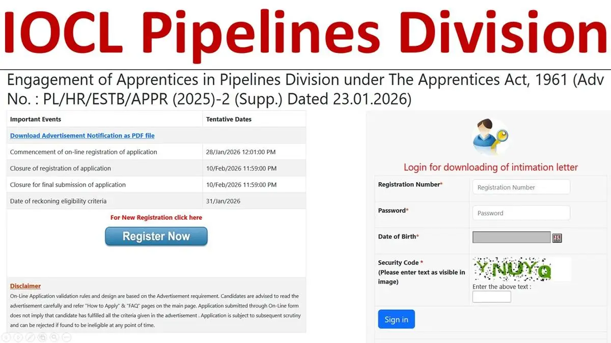IOCL Pipelines Division Apprentice
