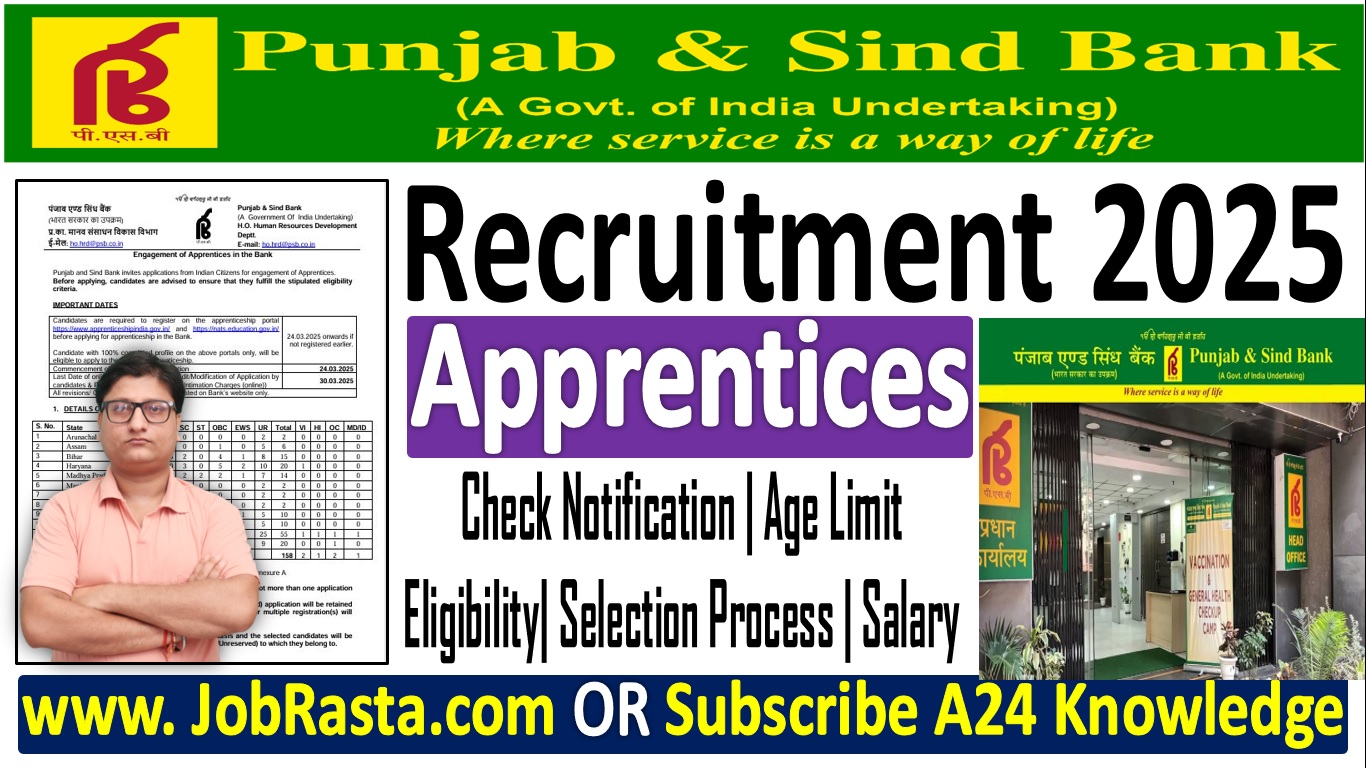 Punjab and Sind Bank Apprentices Recruitment