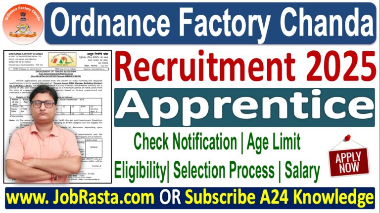 Ordnance Factory Chanda Recruitment 2025 Notification Out for 135 Posts