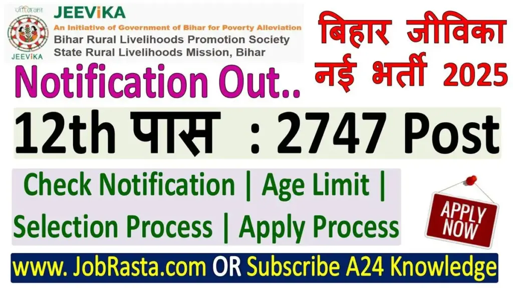 Bihar Jeevika Recruitment 2025