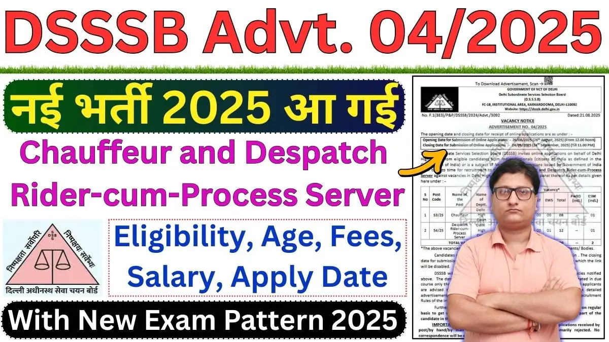 DSSSB Vacancy 2025 Notification