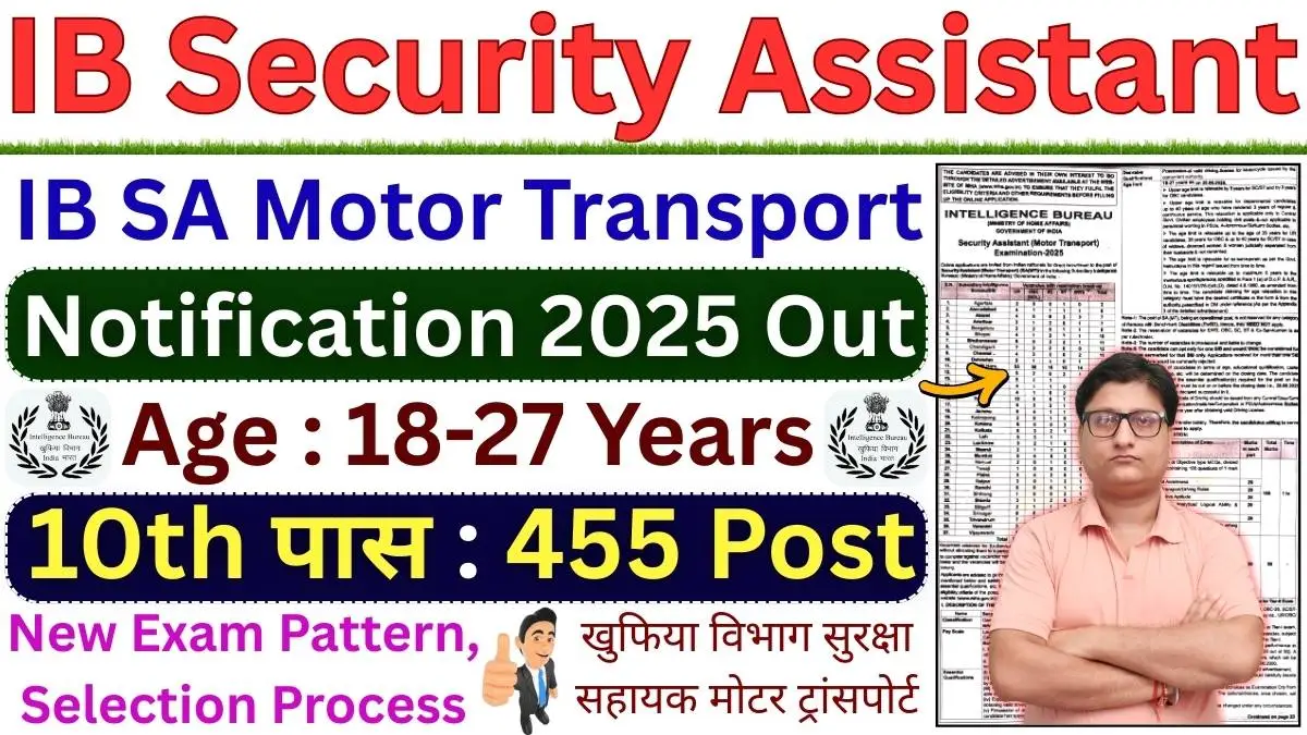 IB Security Assistant Motor Transport Recruitment 2025