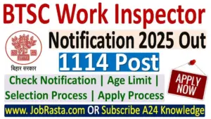 Bihar BTSC Work Inspector Recruitment