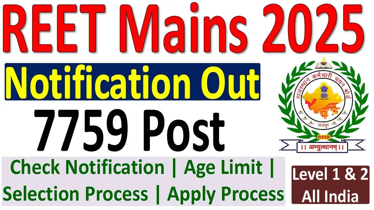 REET Mains 2025 Notification