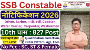 SSB Constable Tradesman & Driver Recruitment