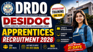 DRDO DESIDOC Apprentices Recruitment 2026