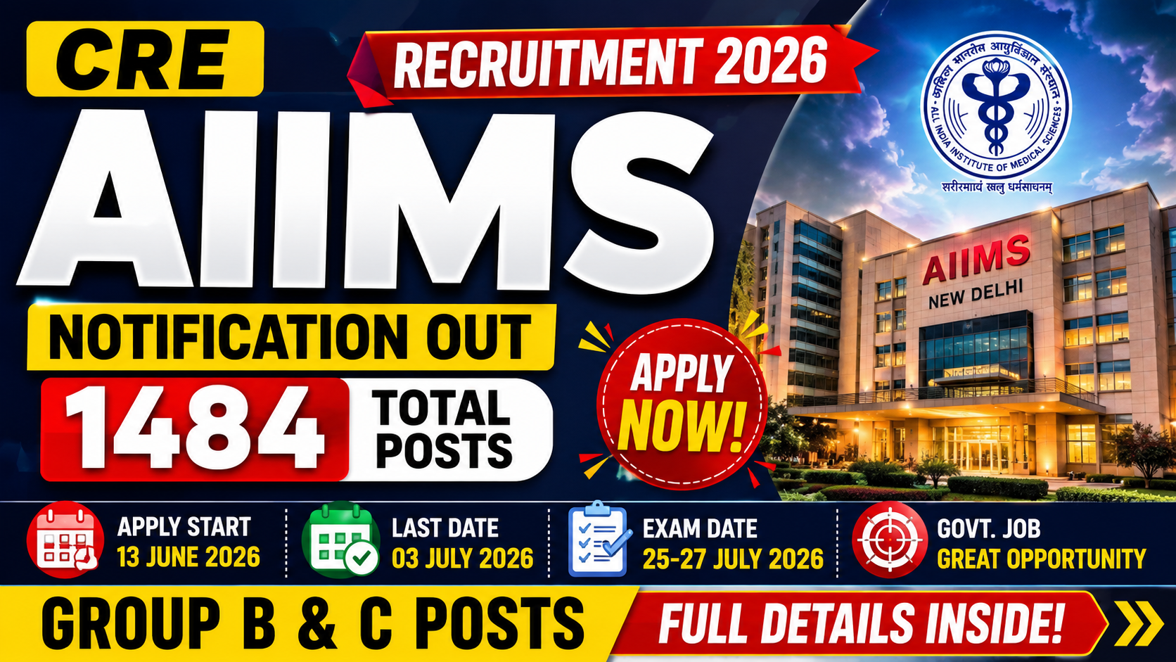 CRE AIIMS Recruitment 2026