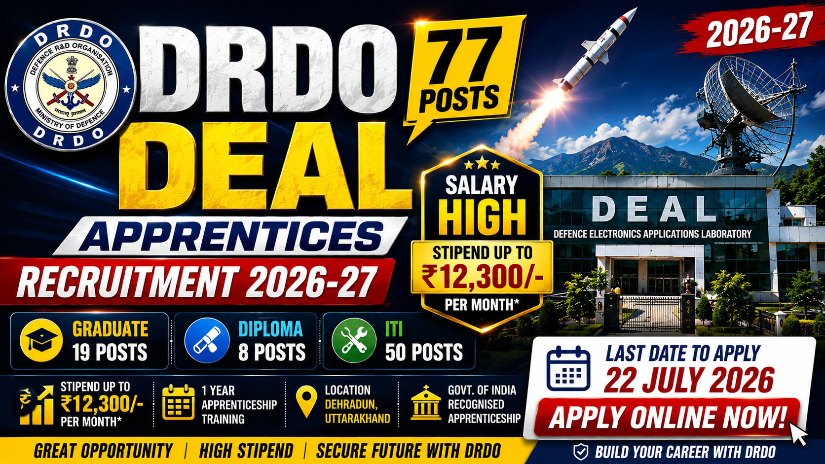 DRDO DEAL Apprentices Recruitment 2026-27